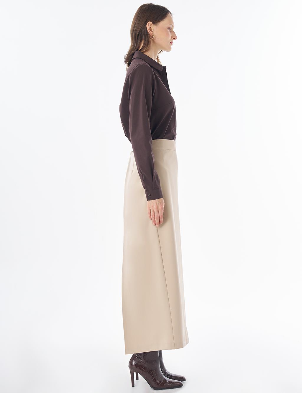 High-Waist Pencil Skirt - Stone