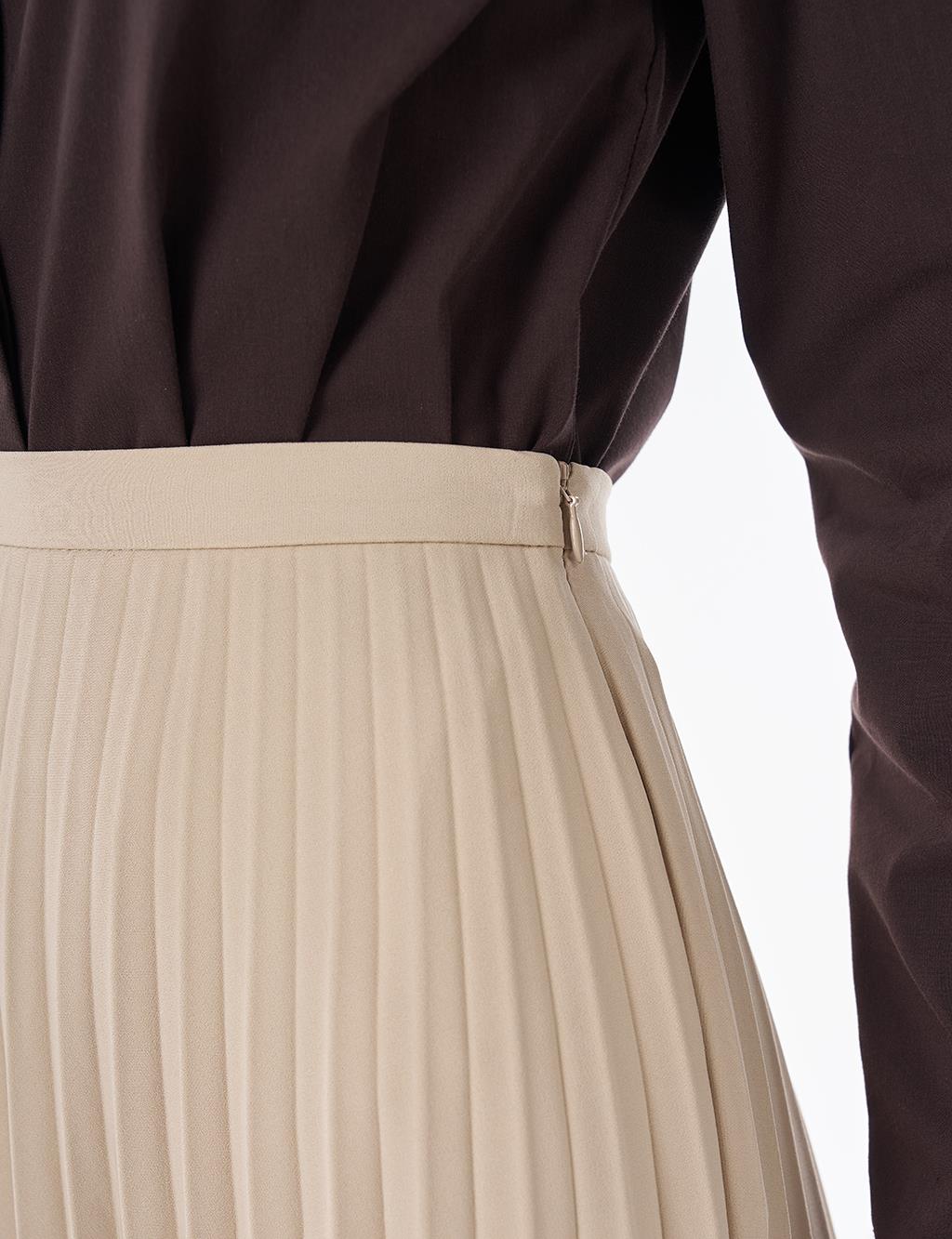 Basic Pleated Skirt - Stone