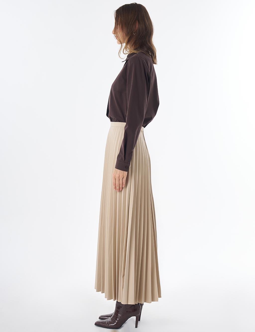 Basic Pleated Skirt - Stone