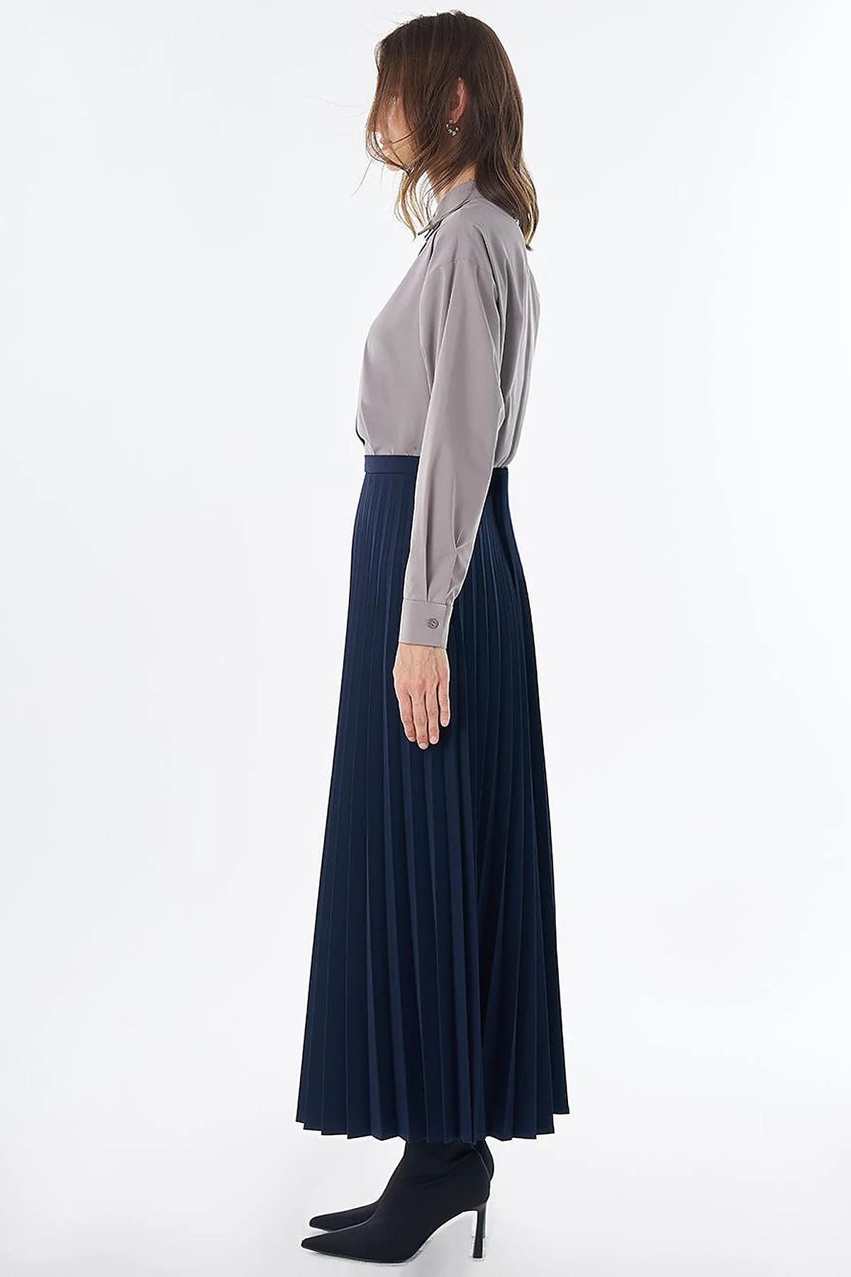 Basic Pleated Skirt - Navy