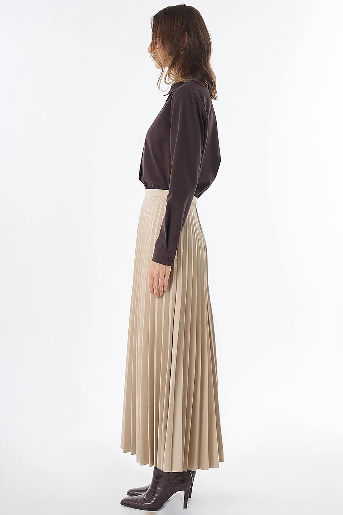 Basic Pleated Skirt - Stone