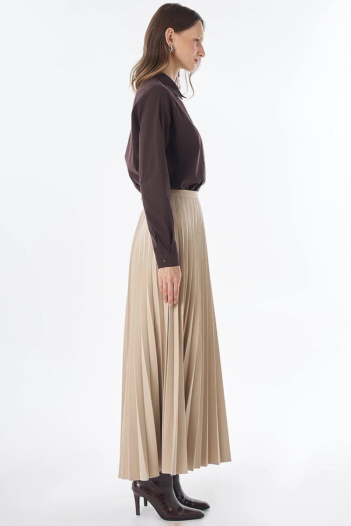 Basic Pleated Skirt - Stone