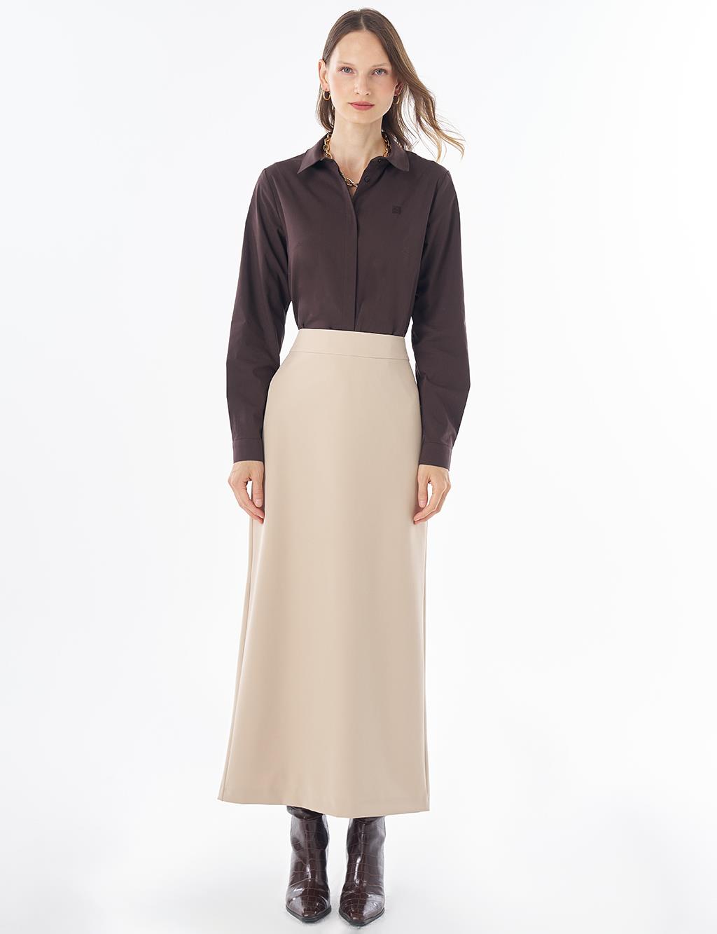 High-Waist Pencil Skirt - Stone