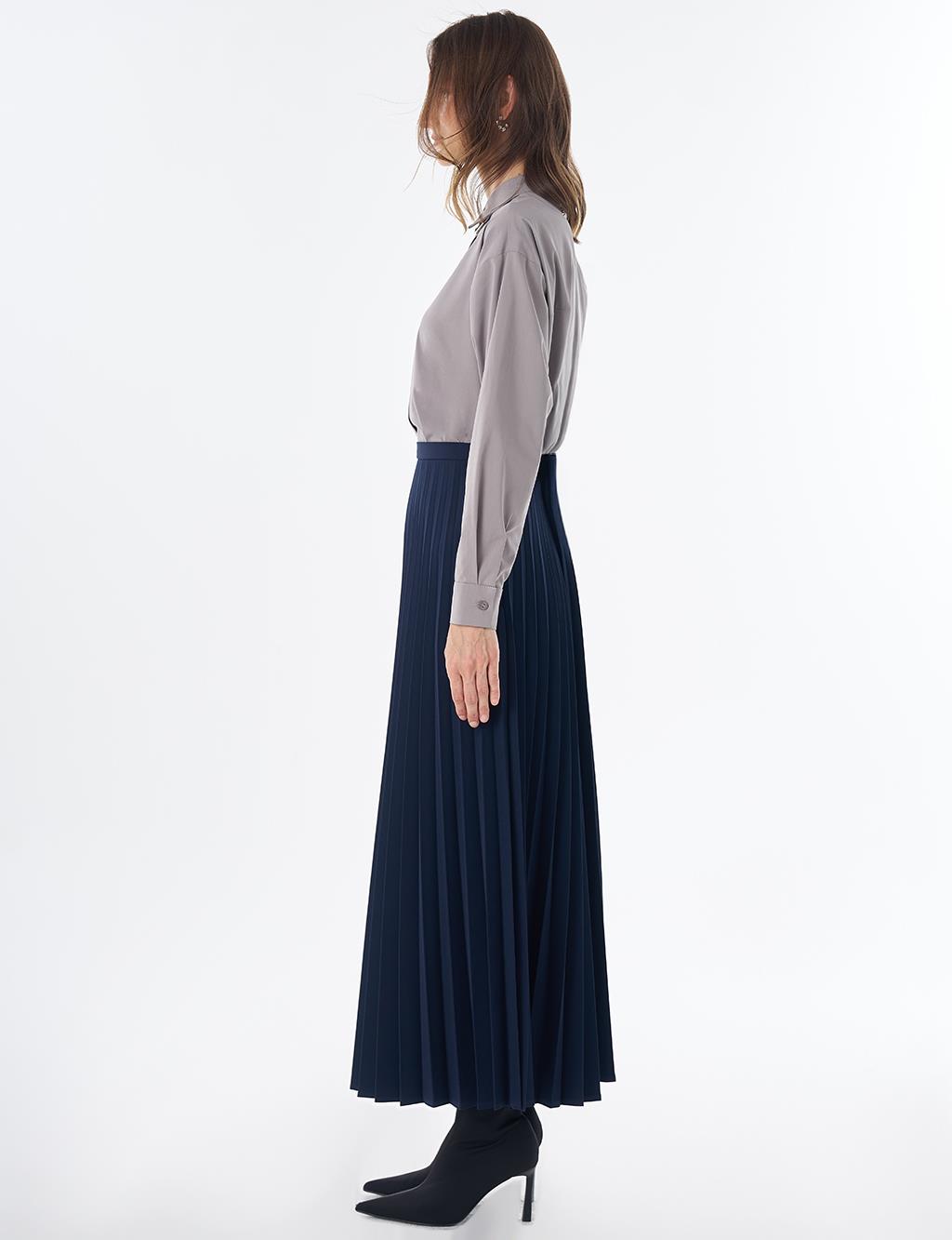 Basic Pleated Skirt - Navy