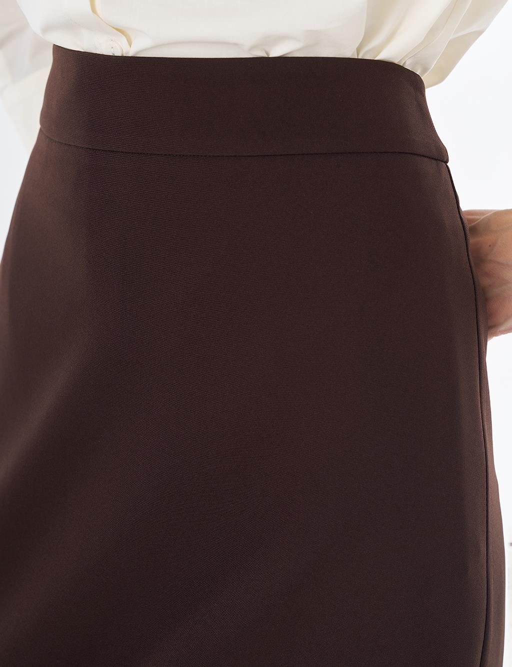 High-Waist Pencil Skirt - Dark Brown
