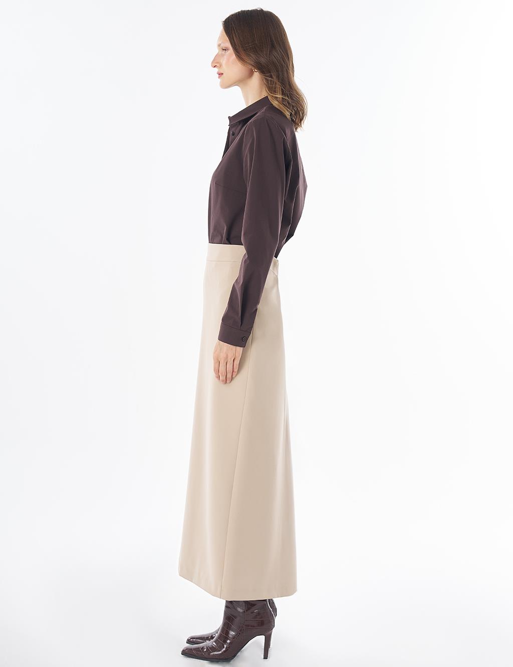 High-Waist Pencil Skirt - Stone