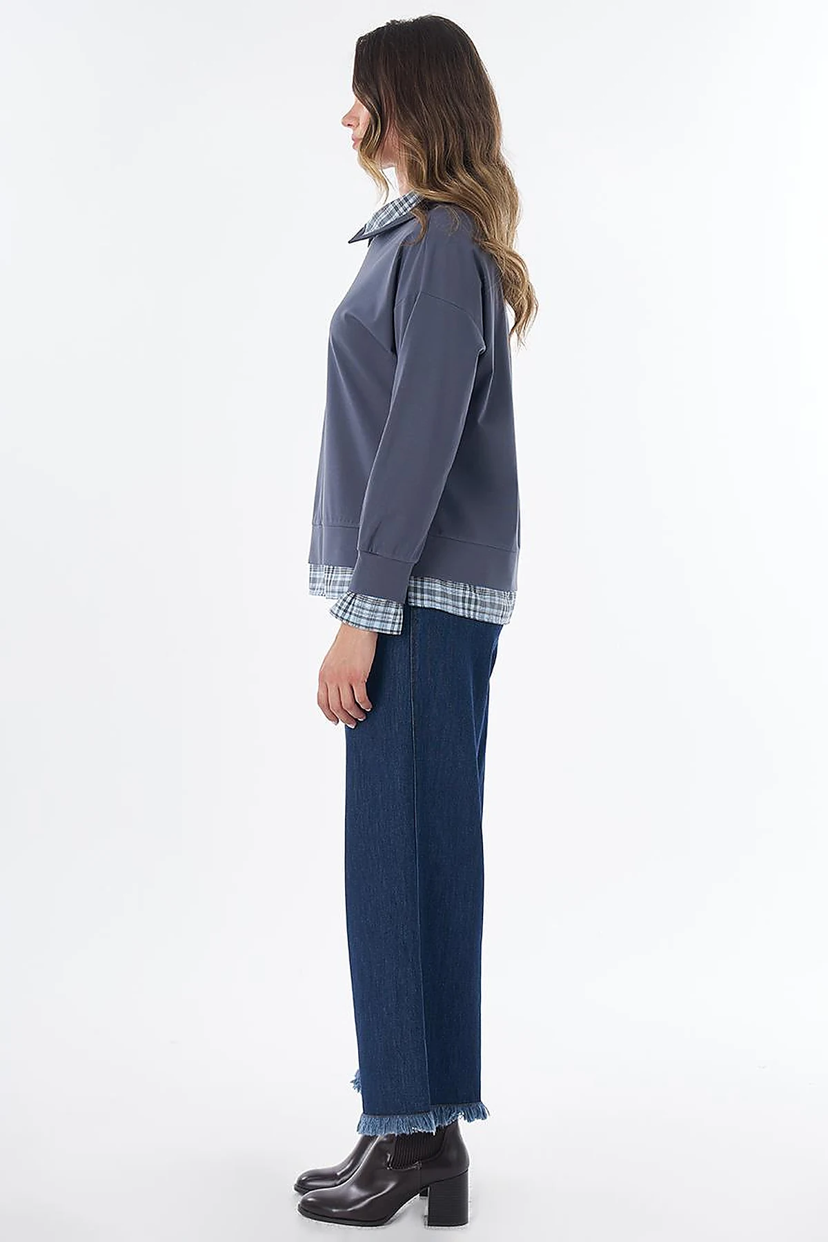 Layered Collar Sweatshirt - Charcoal