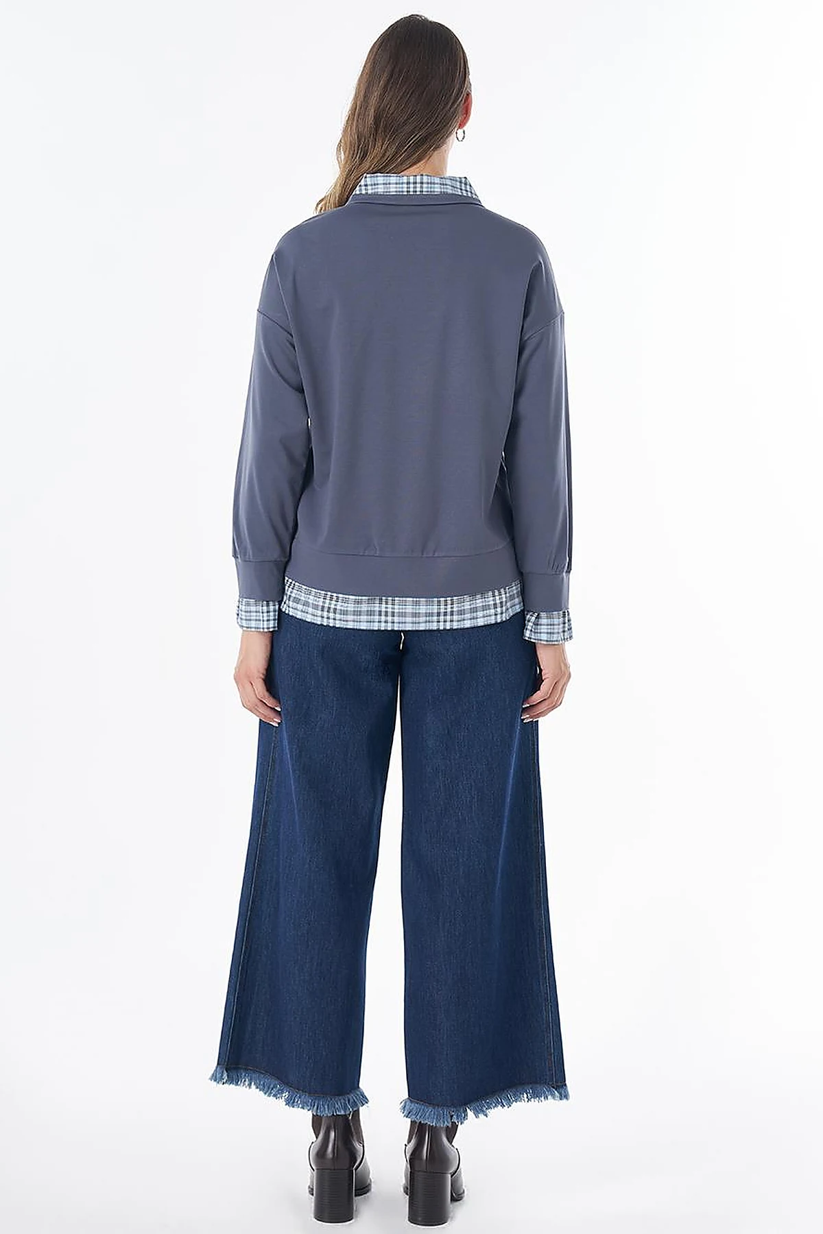 Layered Collar Sweatshirt - Charcoal