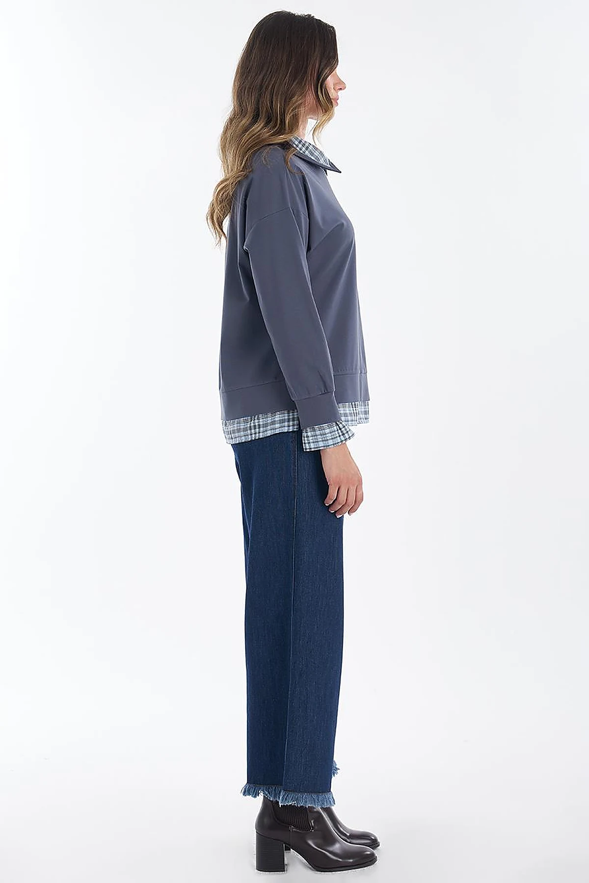 Layered Collar Sweatshirt - Charcoal