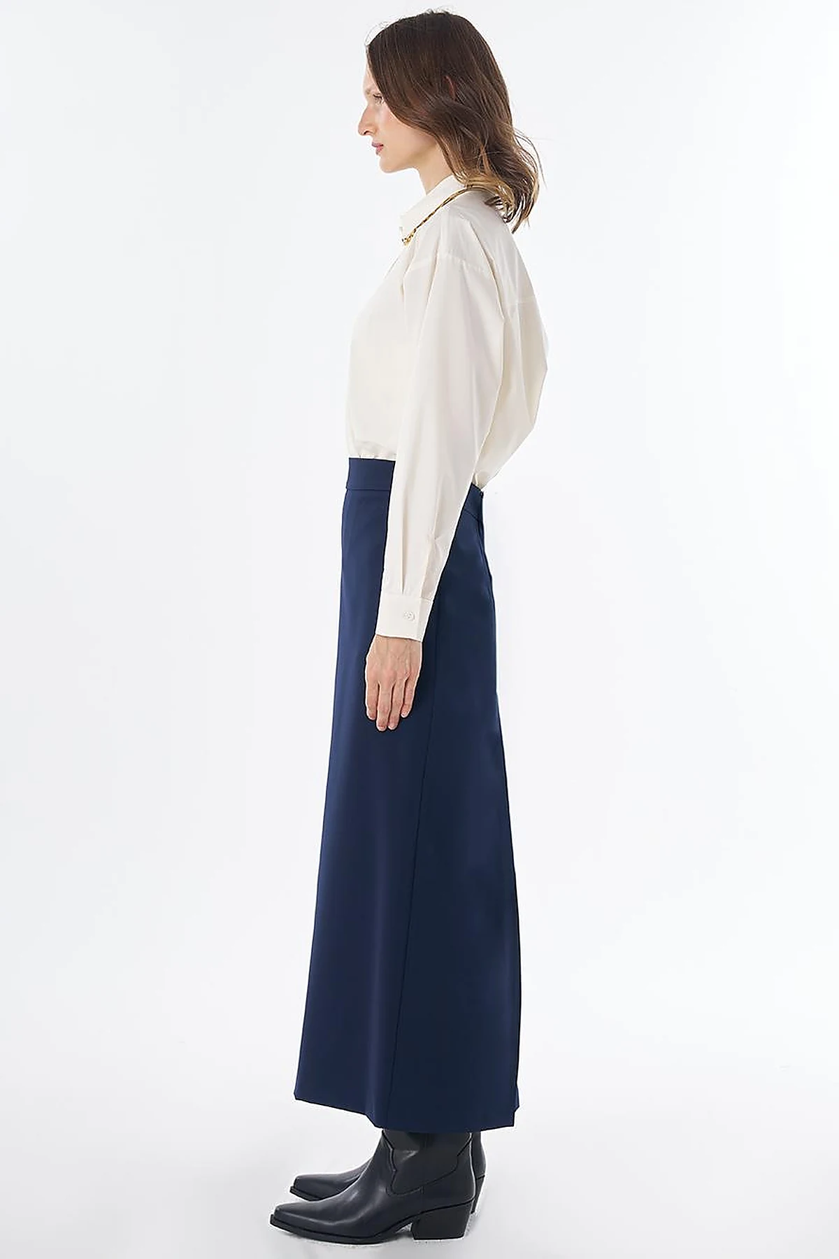 High-Waist Pencil Skirt - Navy