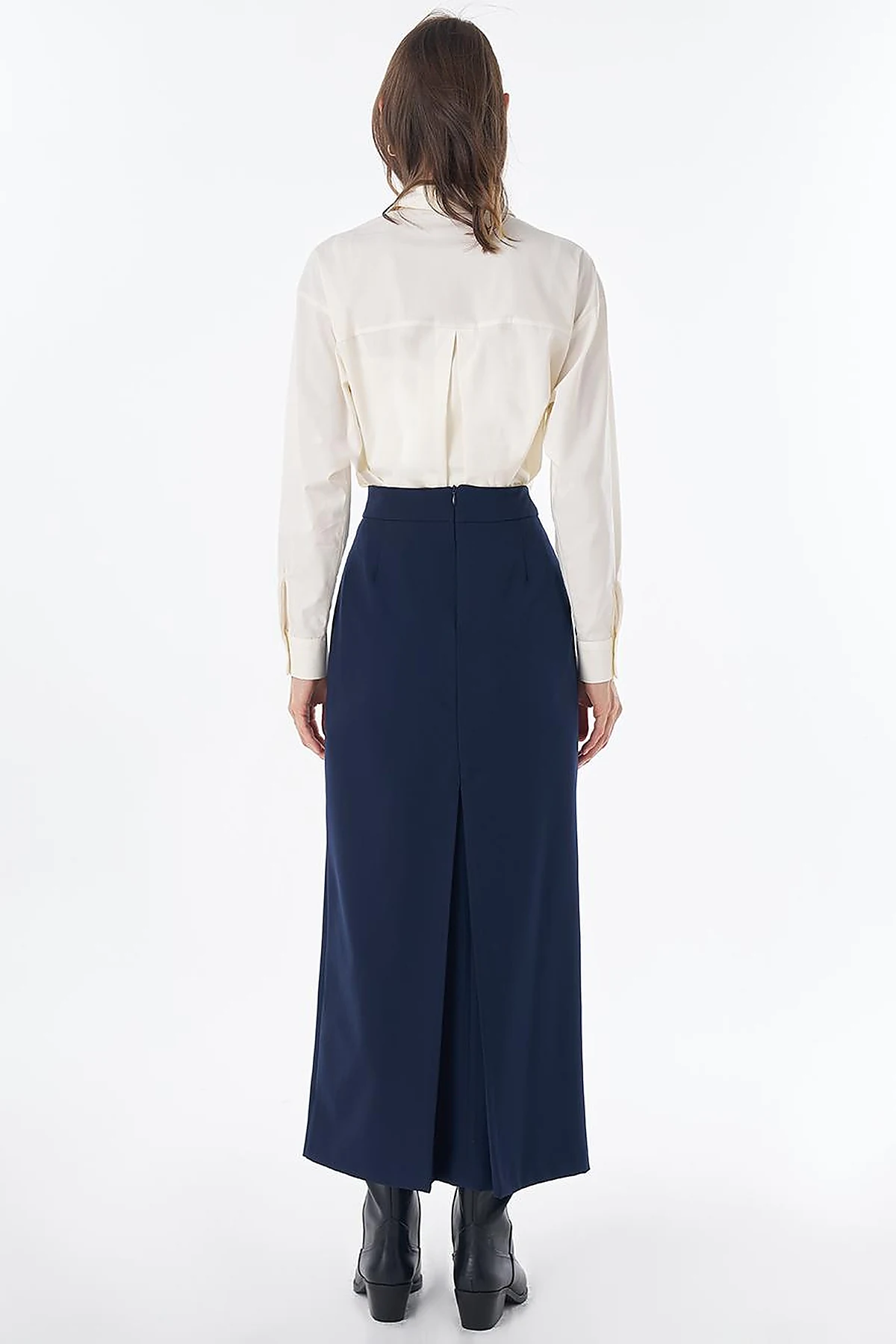 High-Waist Pencil Skirt - Navy