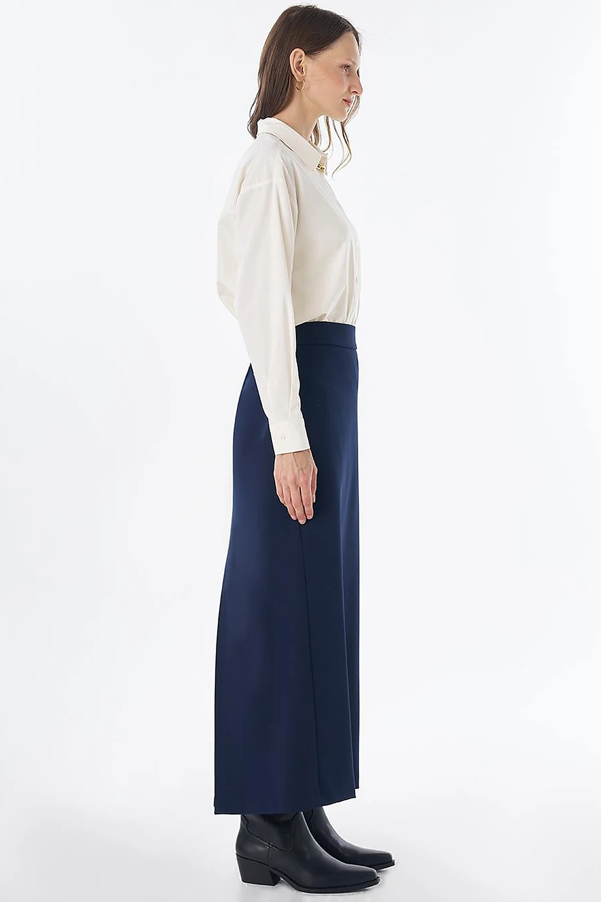 High-Waist Pencil Skirt - Navy