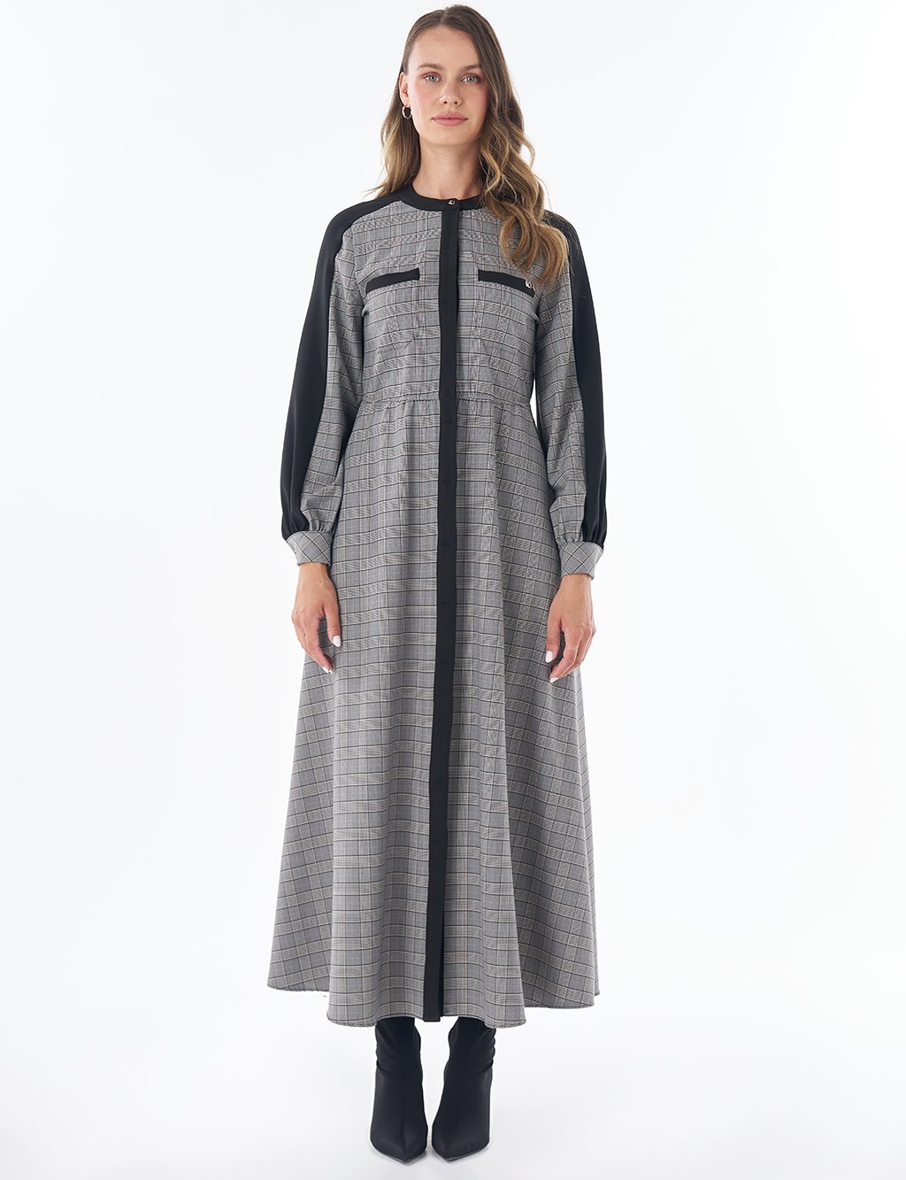 Plaid Maxi Dress in Black