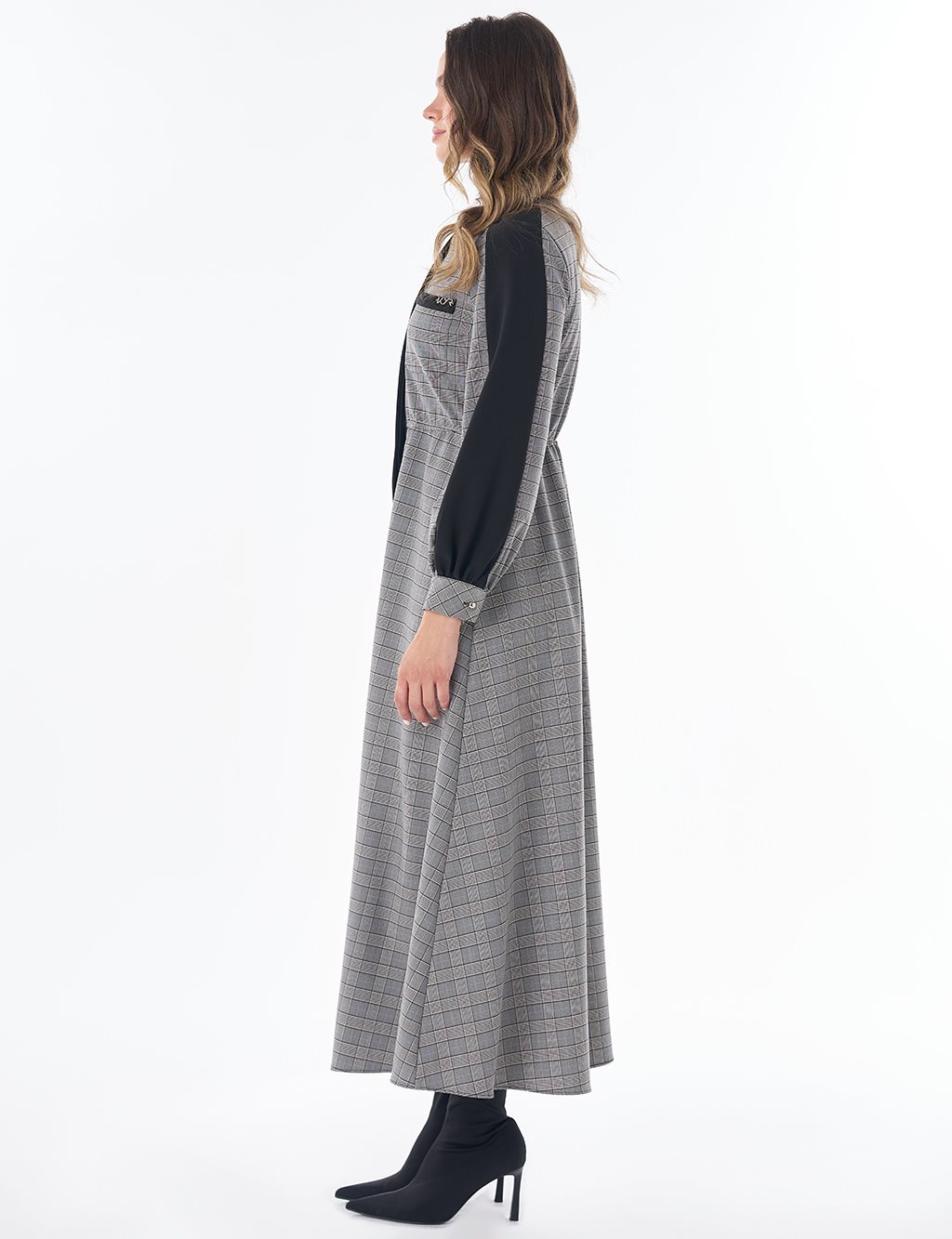 Plaid Maxi Dress in Black