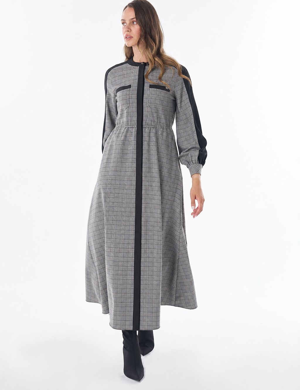 Plaid Maxi Dress in Black