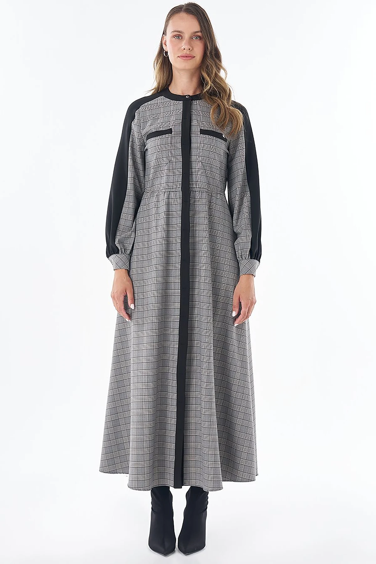 Plaid Maxi Dress in Black