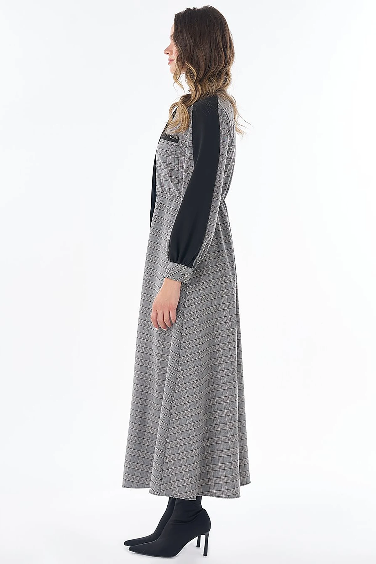 Plaid Maxi Dress in Black