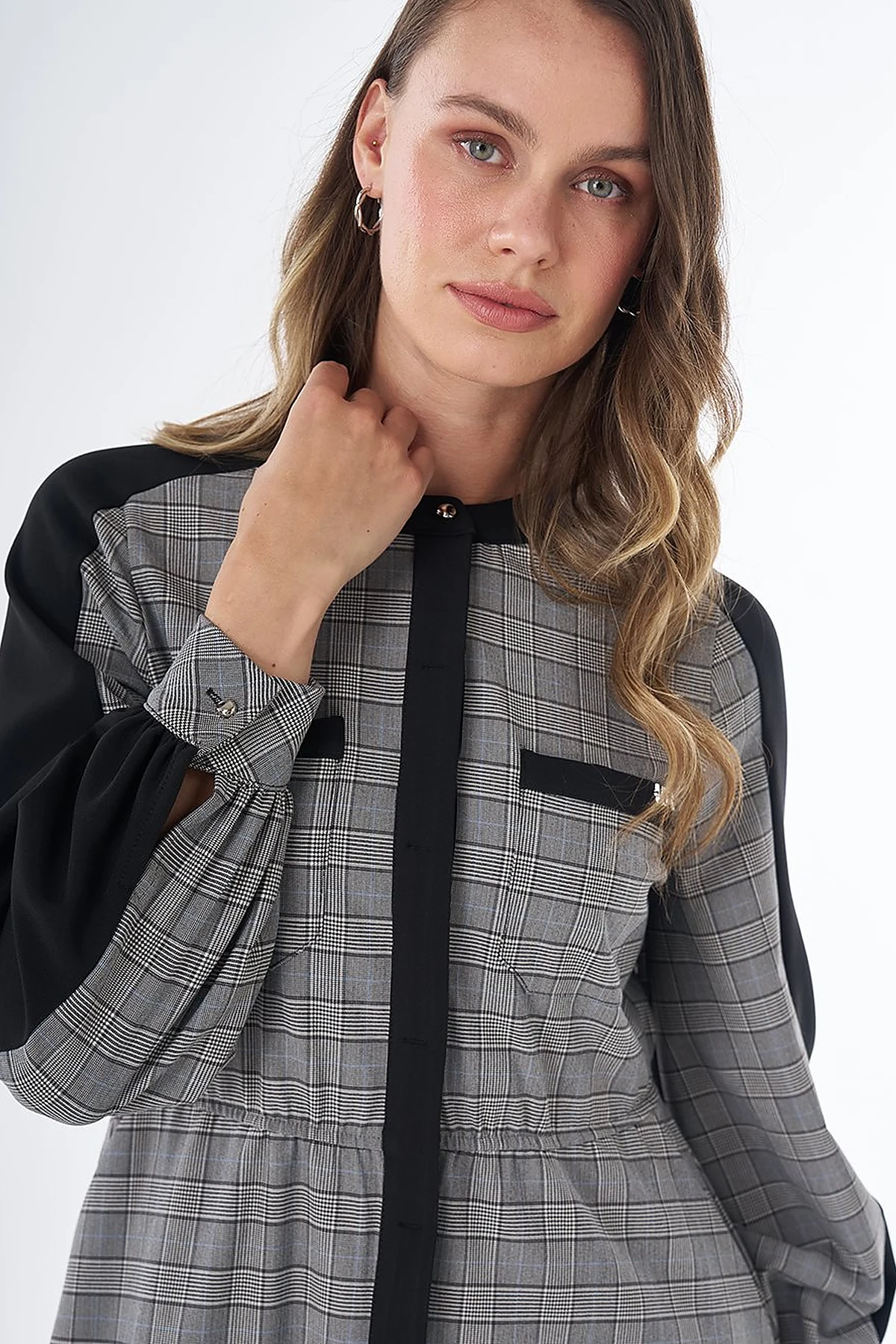 Plaid Maxi Dress in Black
