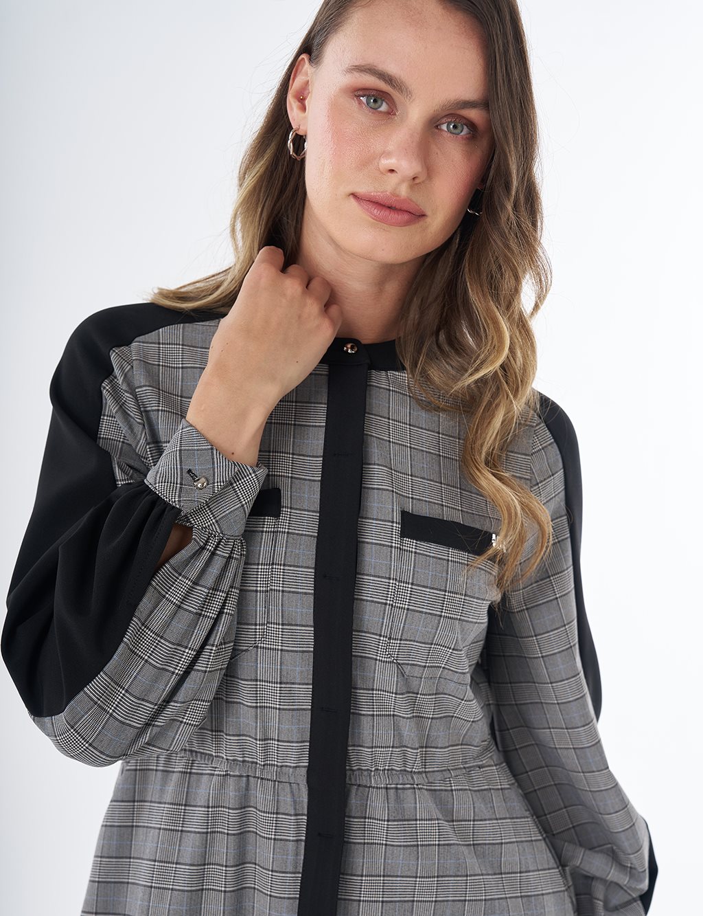 Plaid Maxi Dress in Black