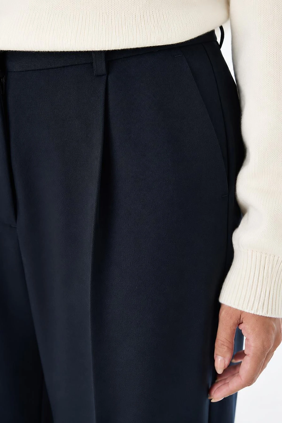 Pleated High-Waisted Pants in Black