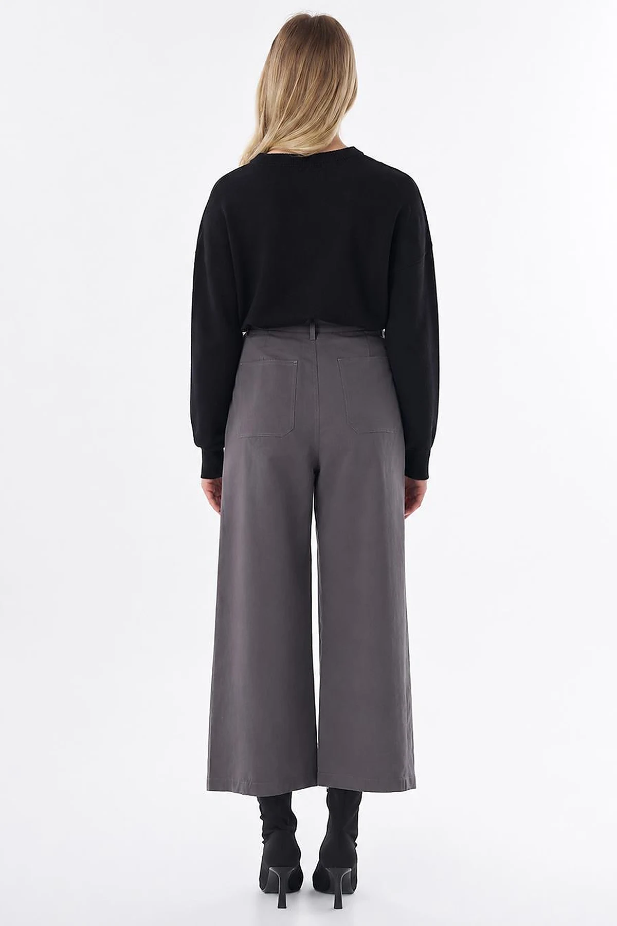 High-Waisted Wide-Leg Pants in Deep Ocean Blue