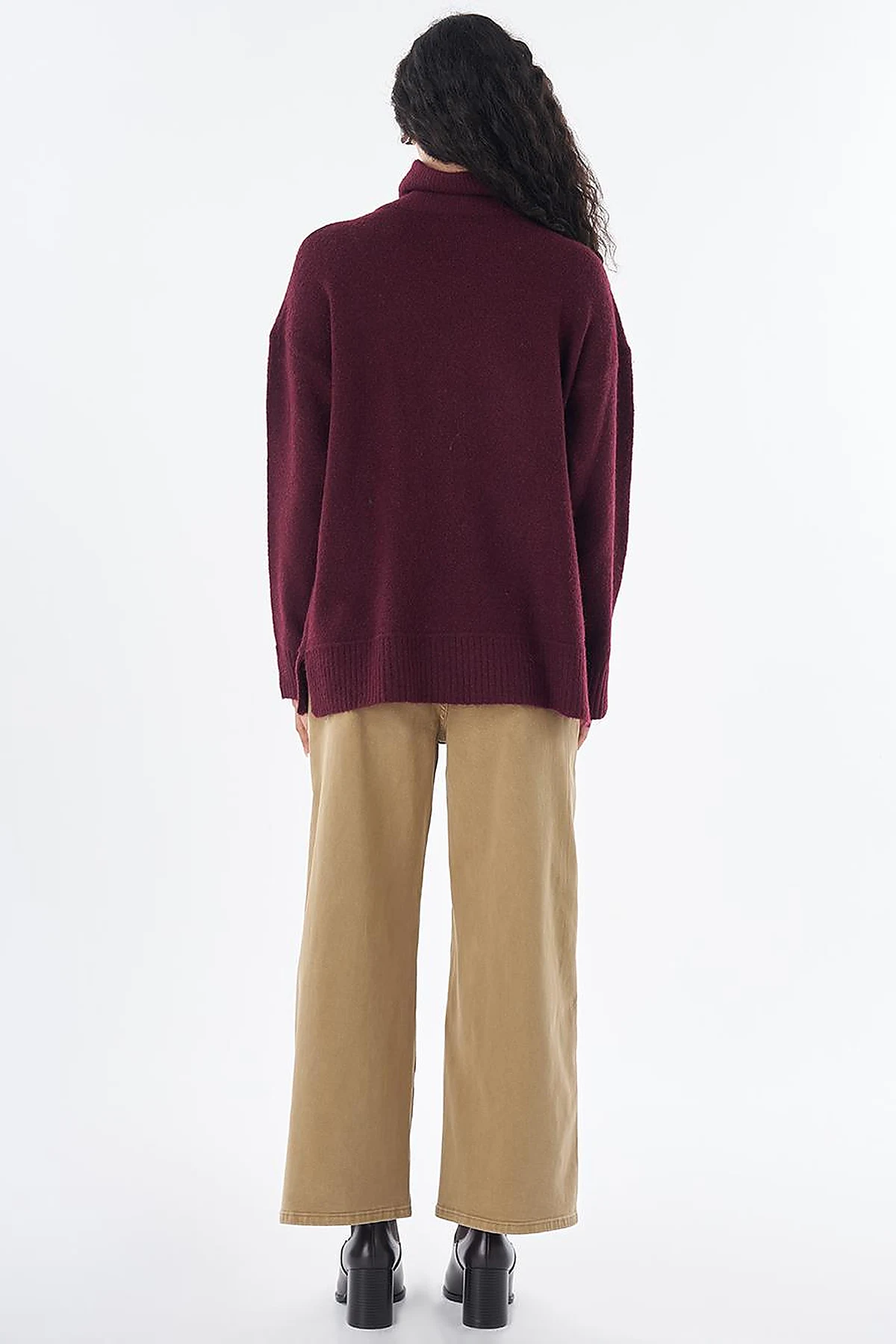 Zip-Neck Knit Sweater Burgundy