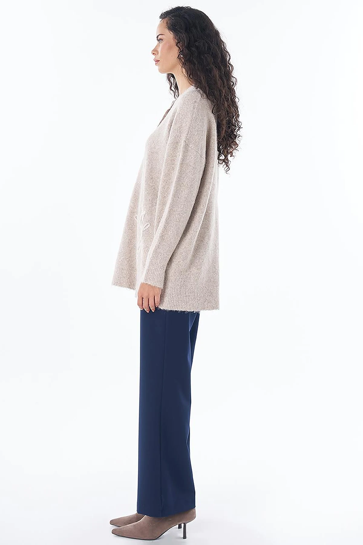 Tulip Embroidered Knit Tunic Stone