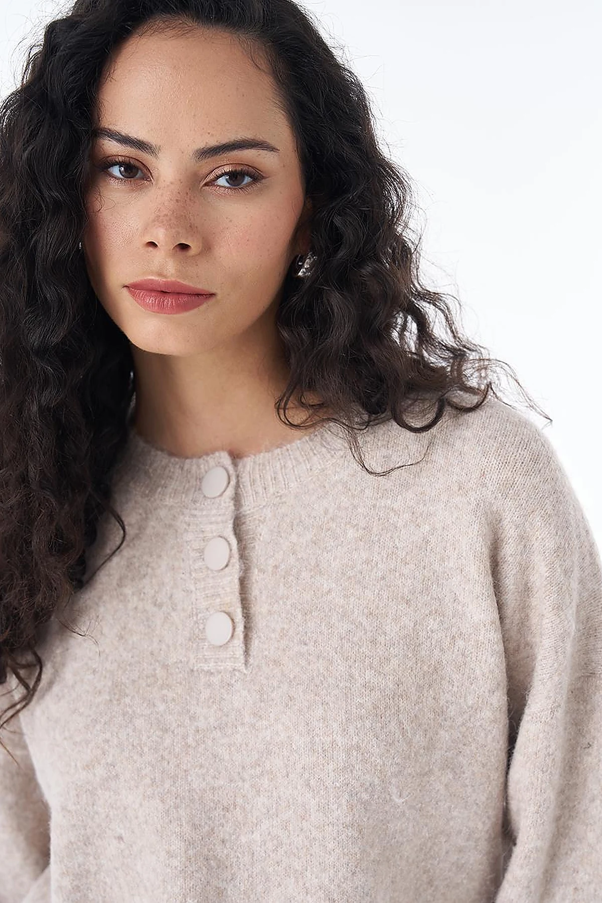 Tulip Embroidered Knit Tunic Stone