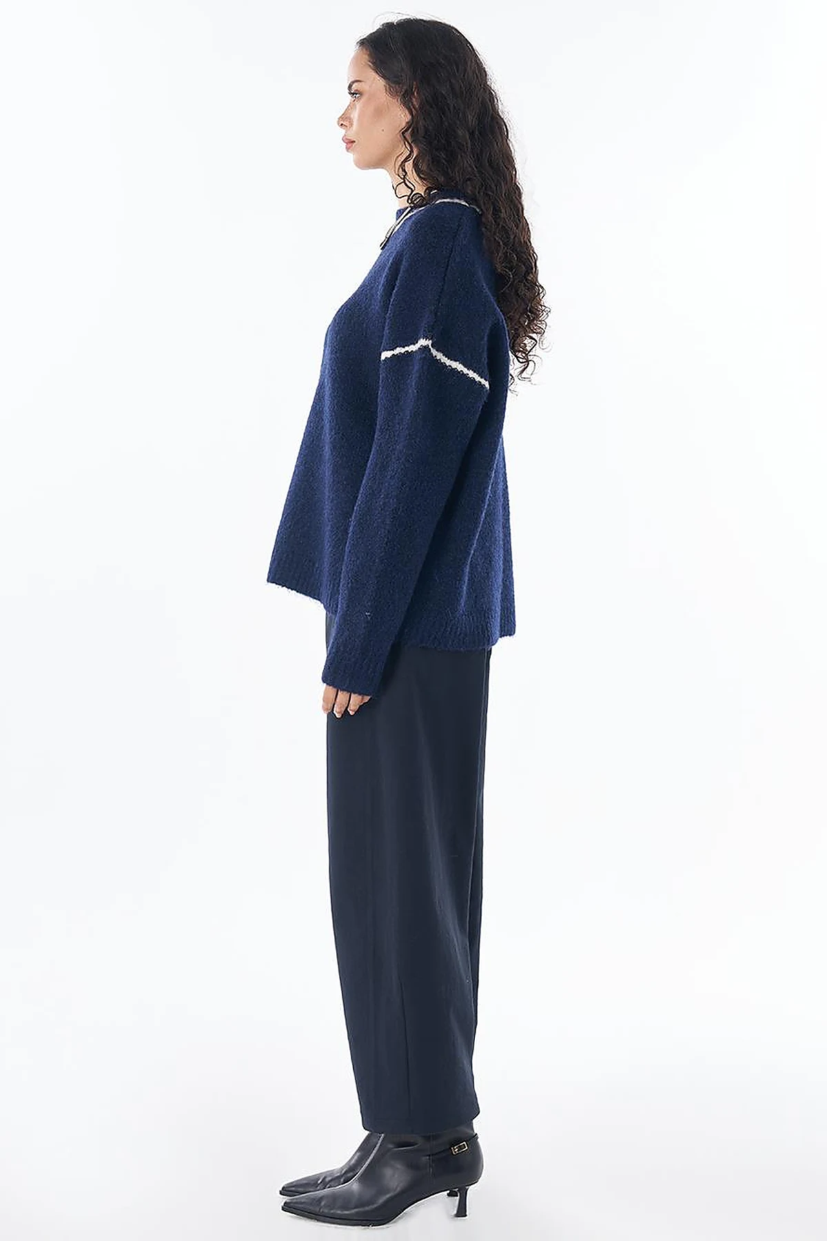 Stripe Detail Knit Sweater Navy