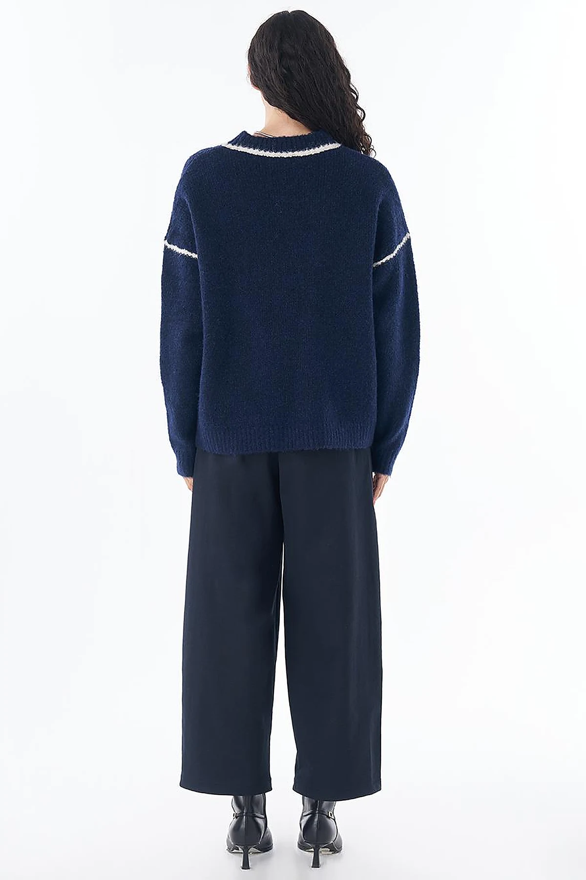 Stripe Detail Knit Sweater Navy