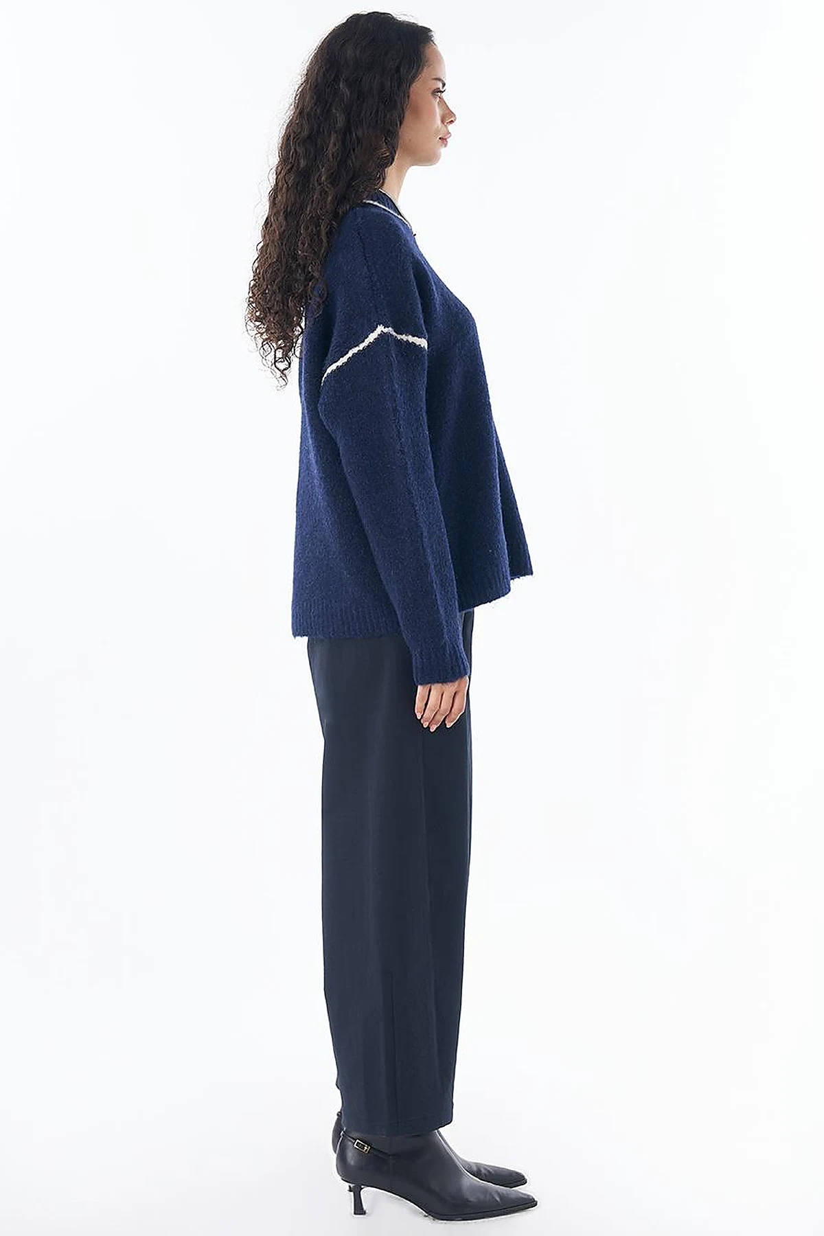 Stripe Detail Knit Sweater Navy
