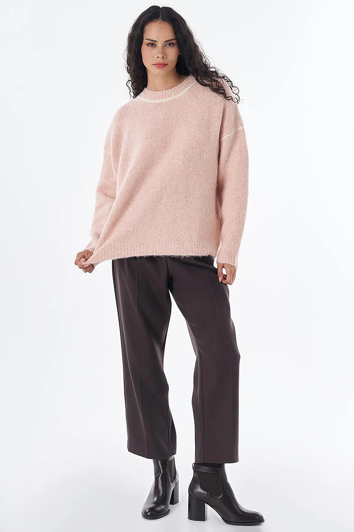 Stripe Detail Knit Sweater - Powder Pink