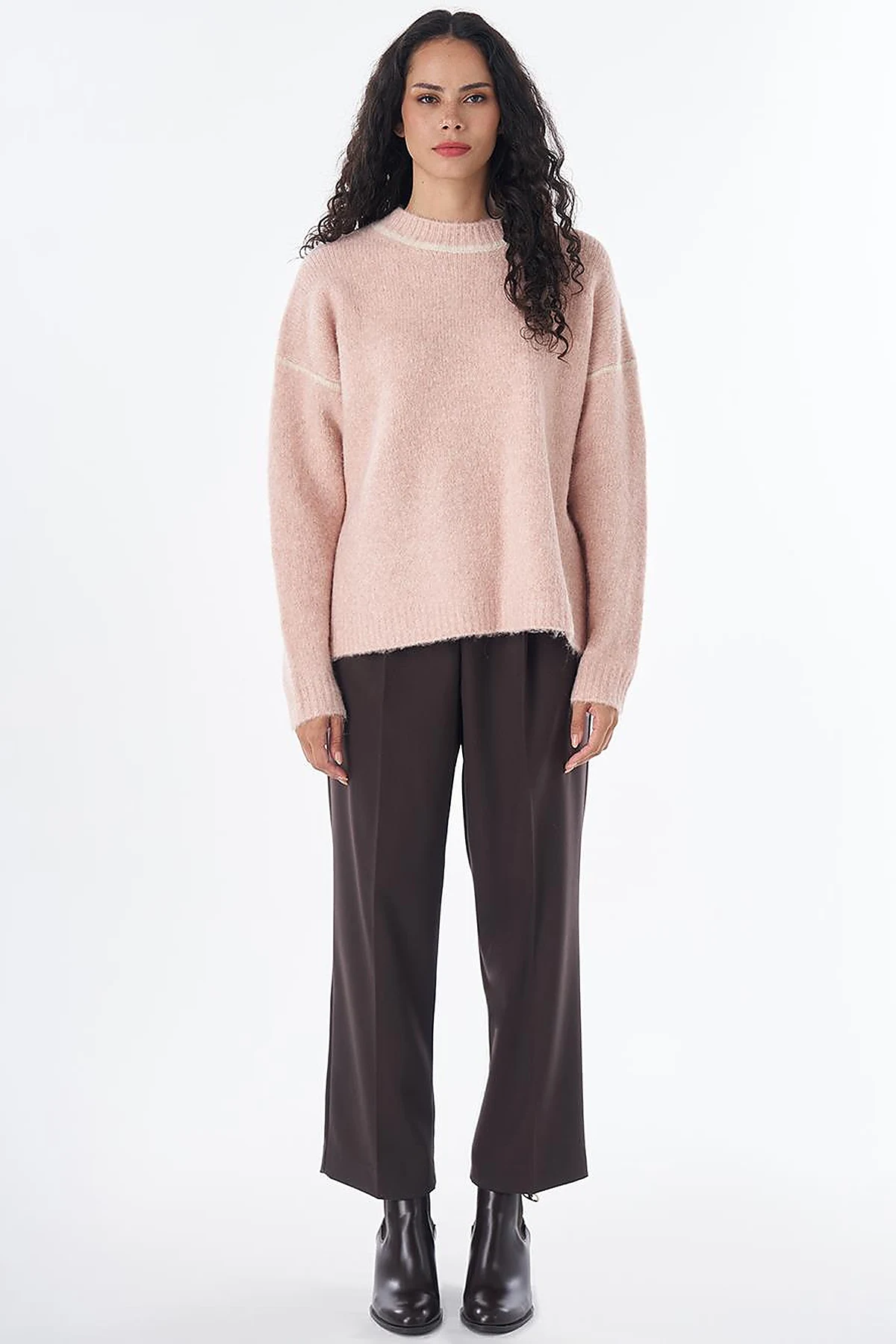 Stripe Detail Knit Sweater - Powder Pink