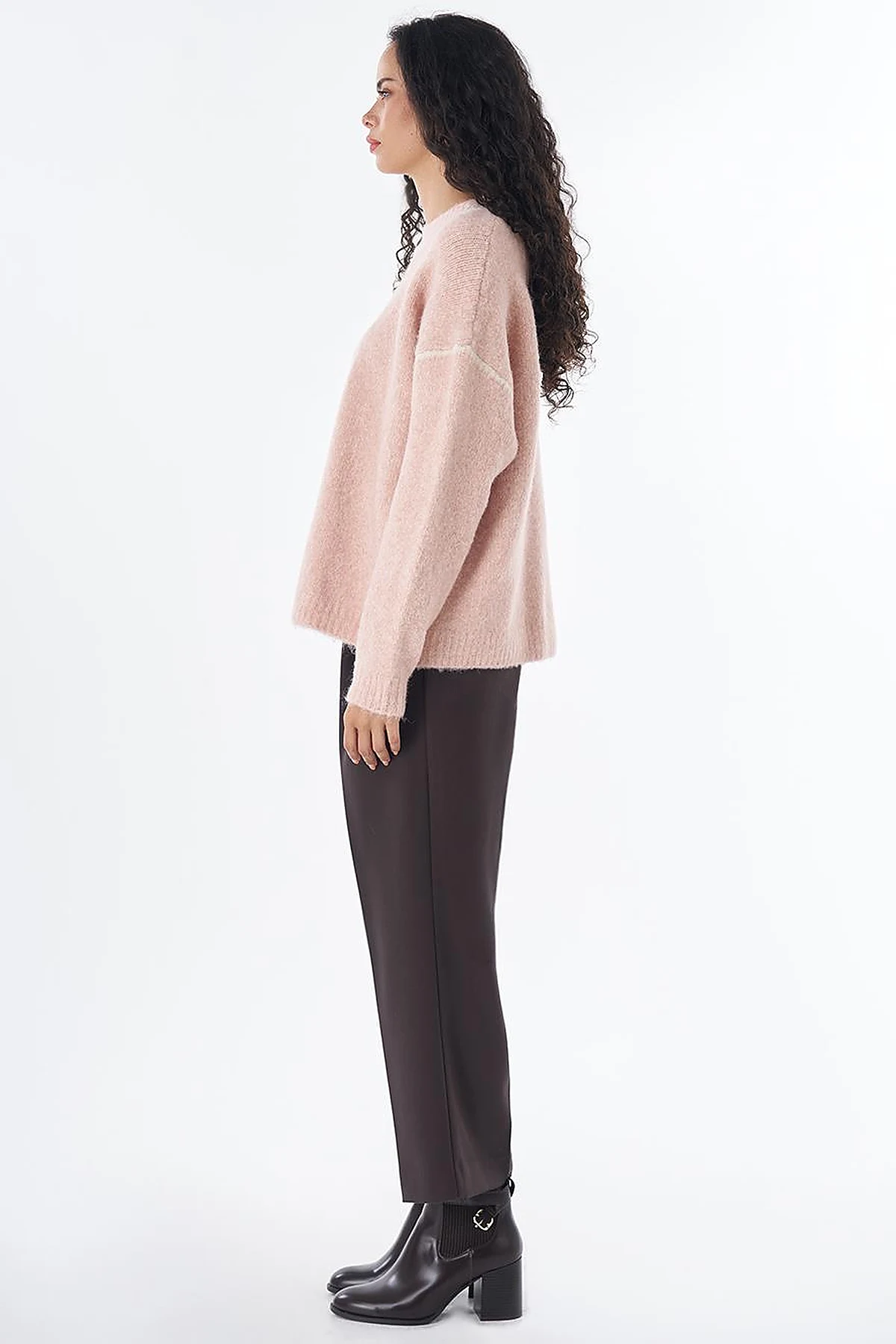 Stripe Detail Knit Sweater - Powder Pink