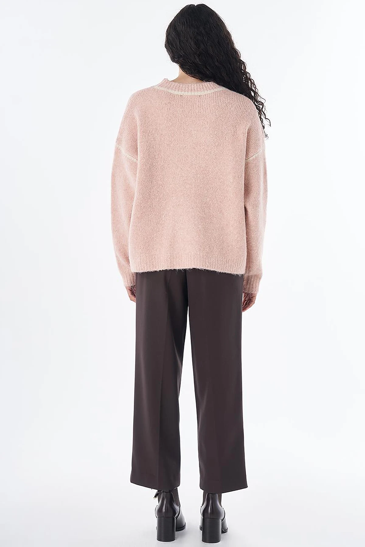Stripe Detail Knit Sweater - Powder Pink