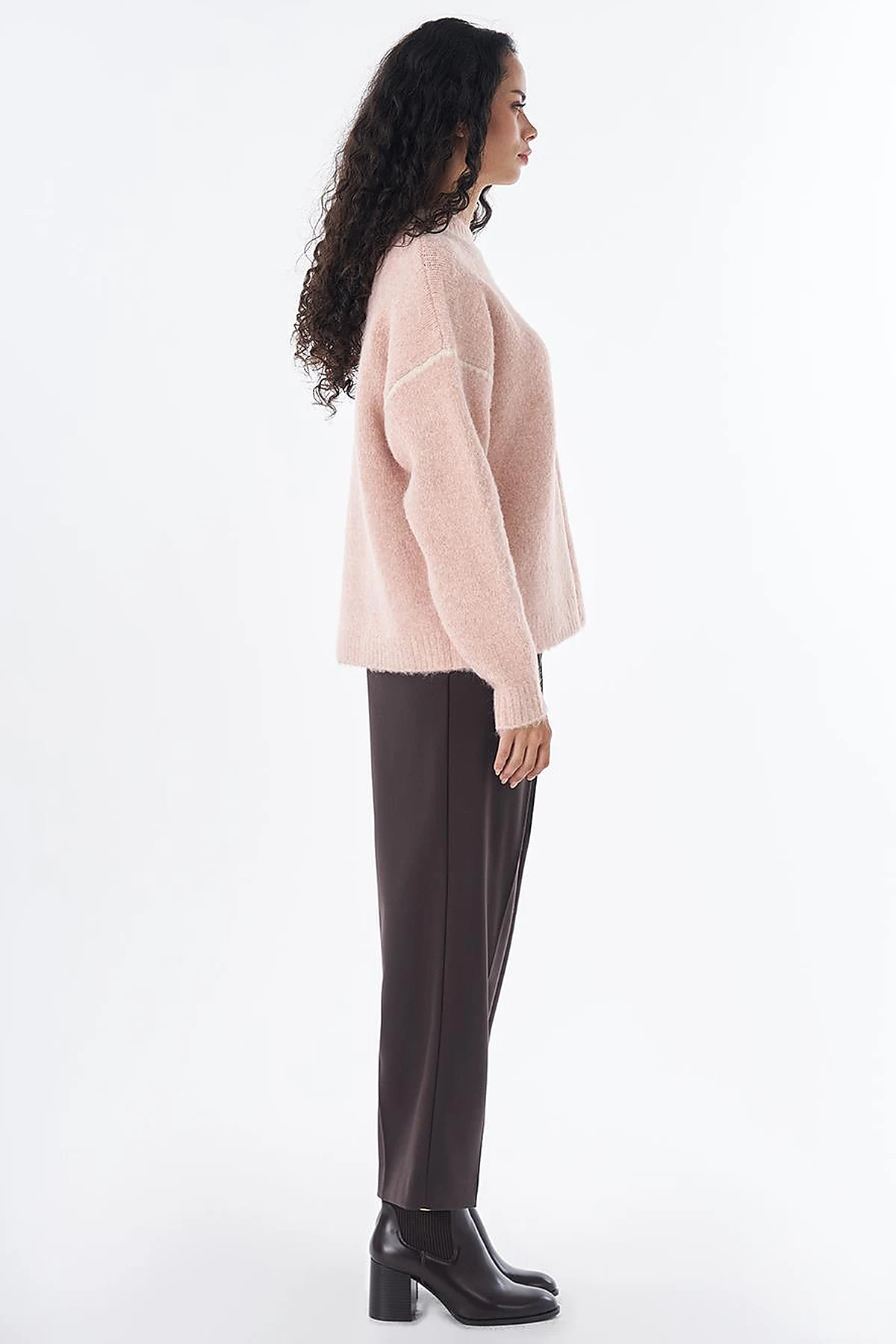 Stripe Detail Knit Sweater - Powder Pink