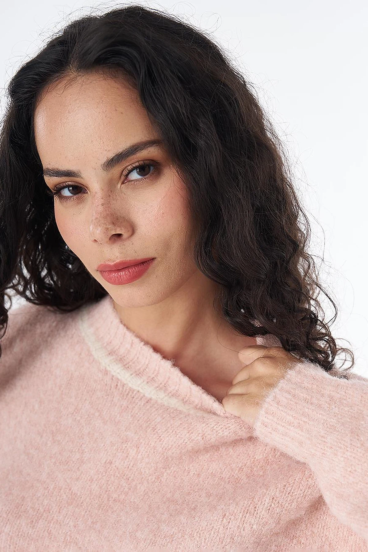 Stripe Detail Knit Sweater - Powder Pink