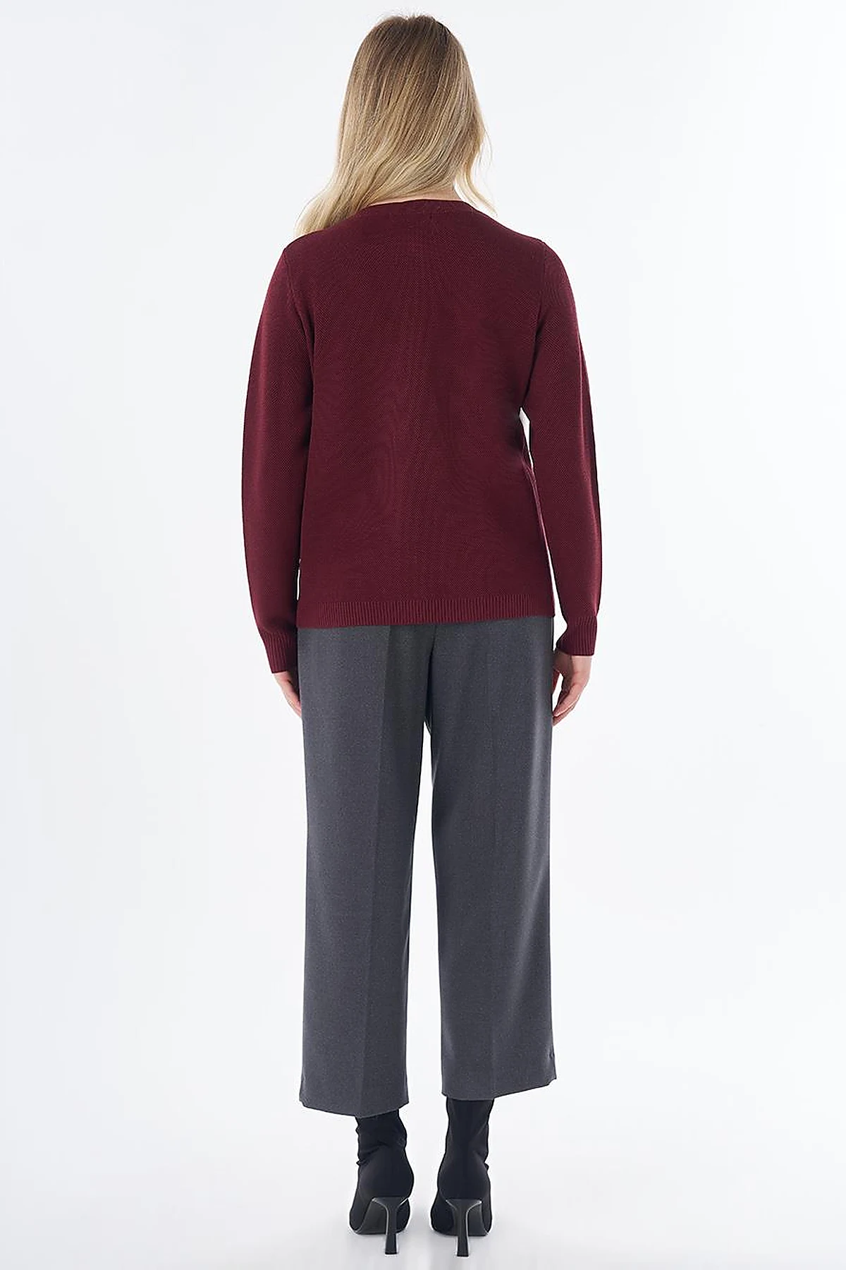 Buttoned Knit Cardigan Burgundy