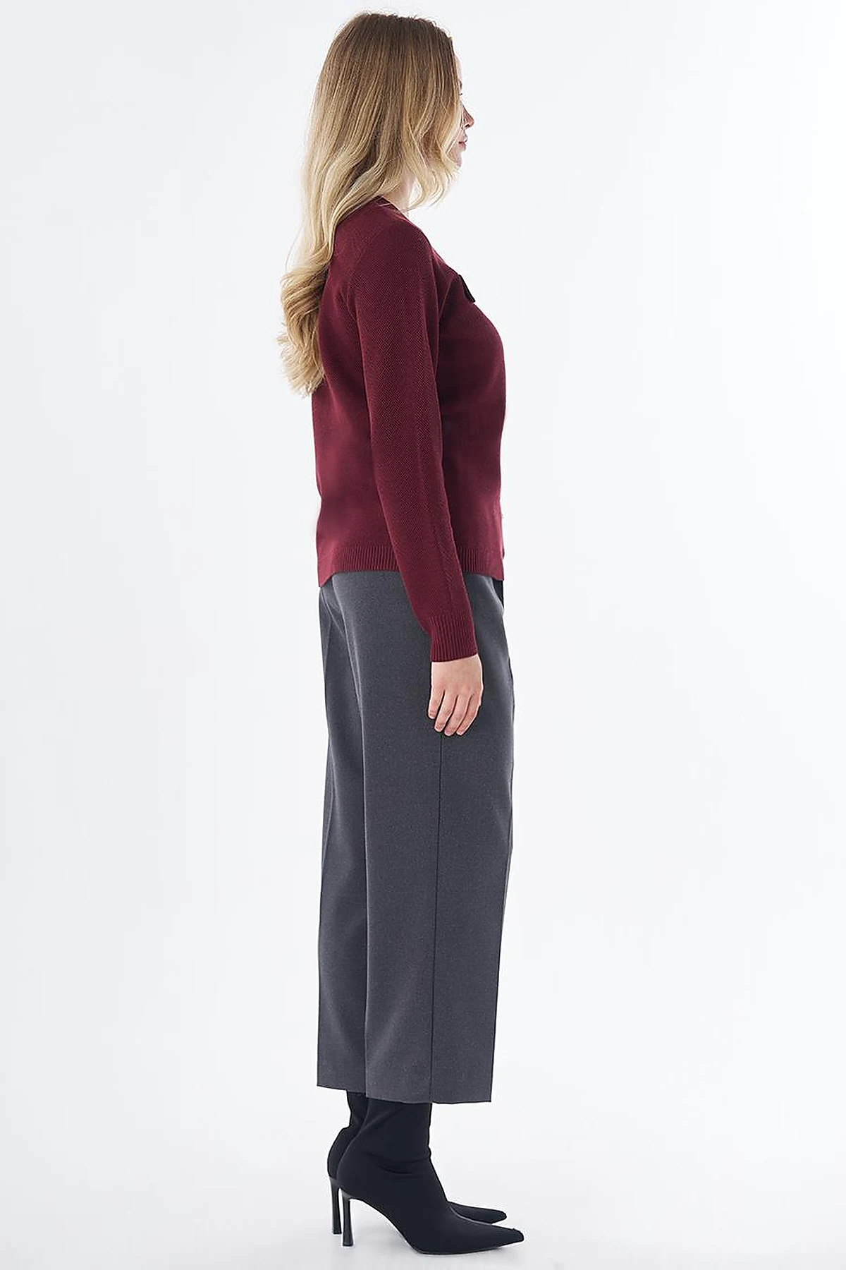 Buttoned Knit Cardigan Burgundy