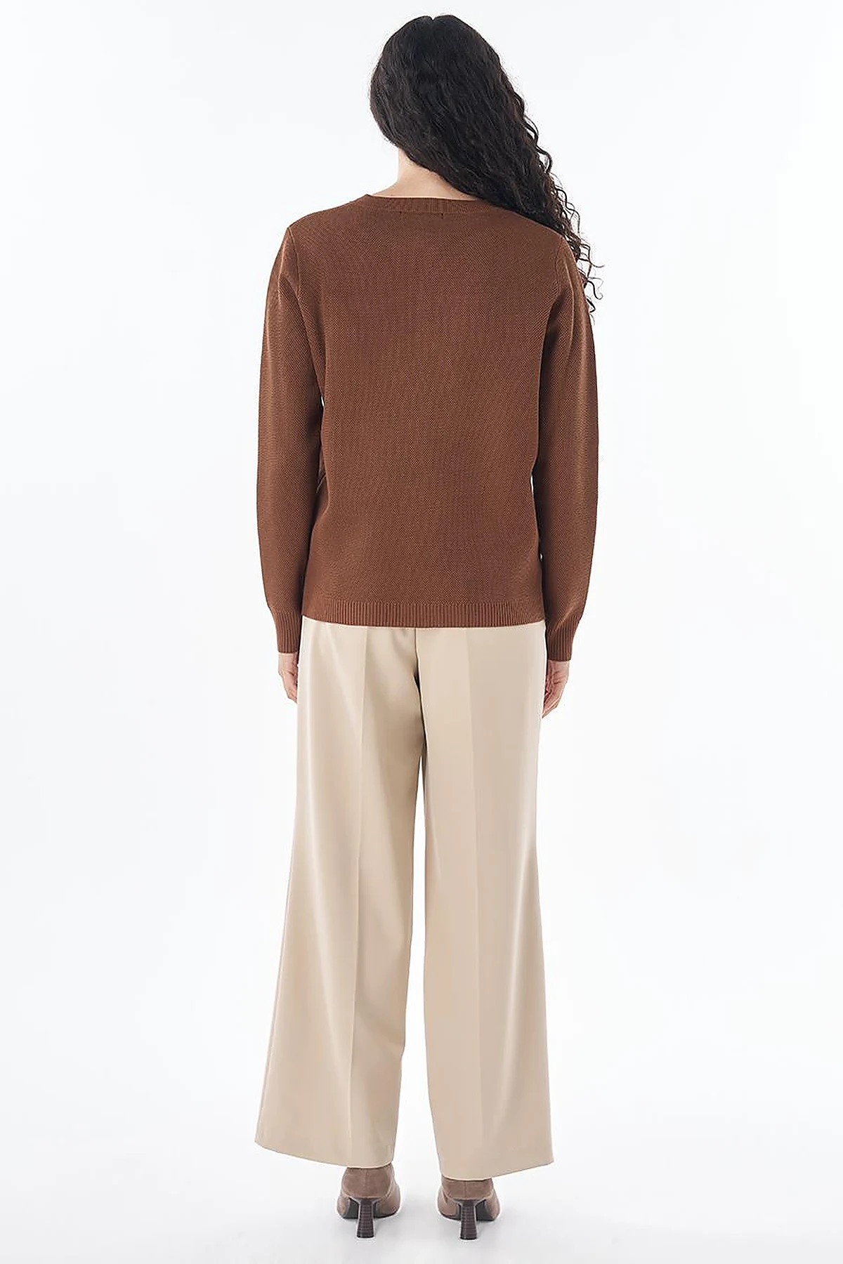 Buttoned Knit Cardigan Brown