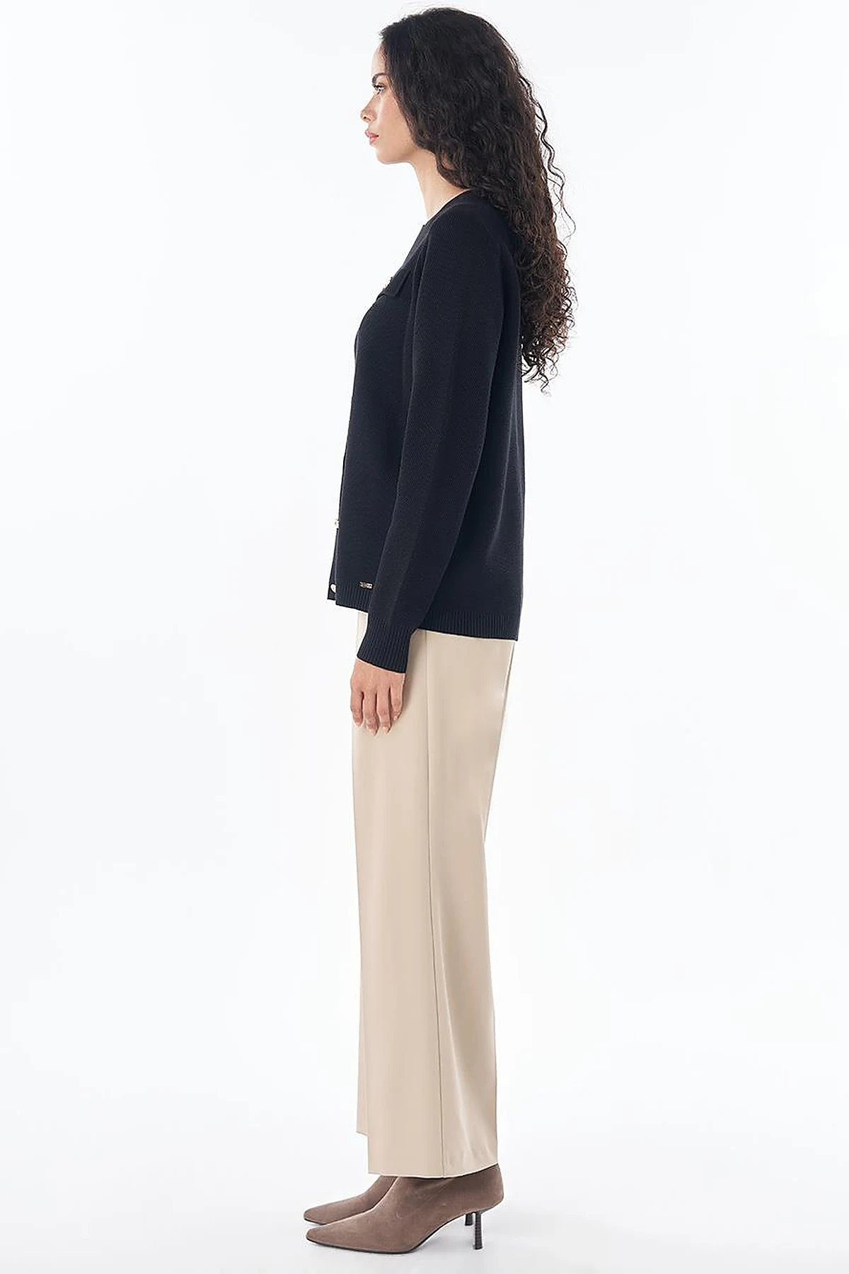 Buttoned Knit Cardigan Black