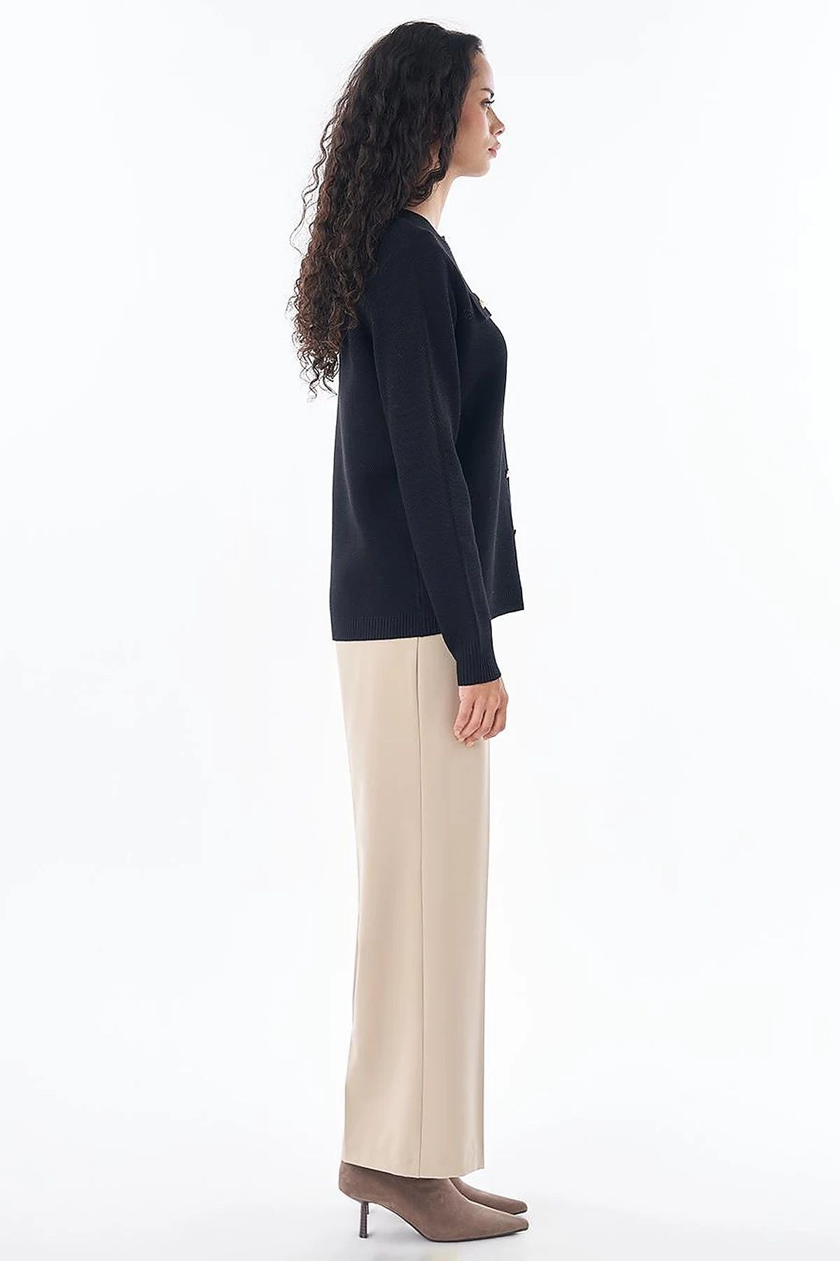 Buttoned Knit Cardigan Black