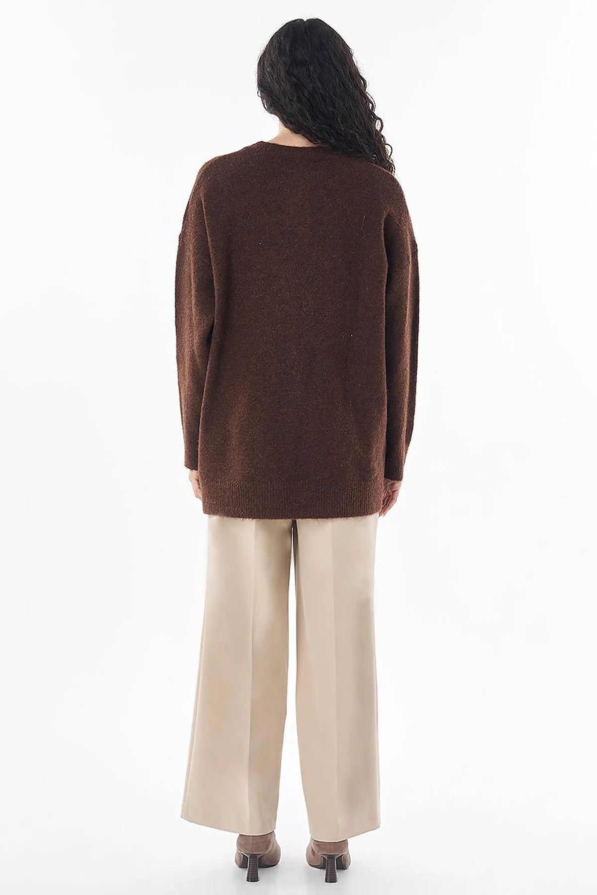 Tulip Embroidered Knit Tunic Dark Brown