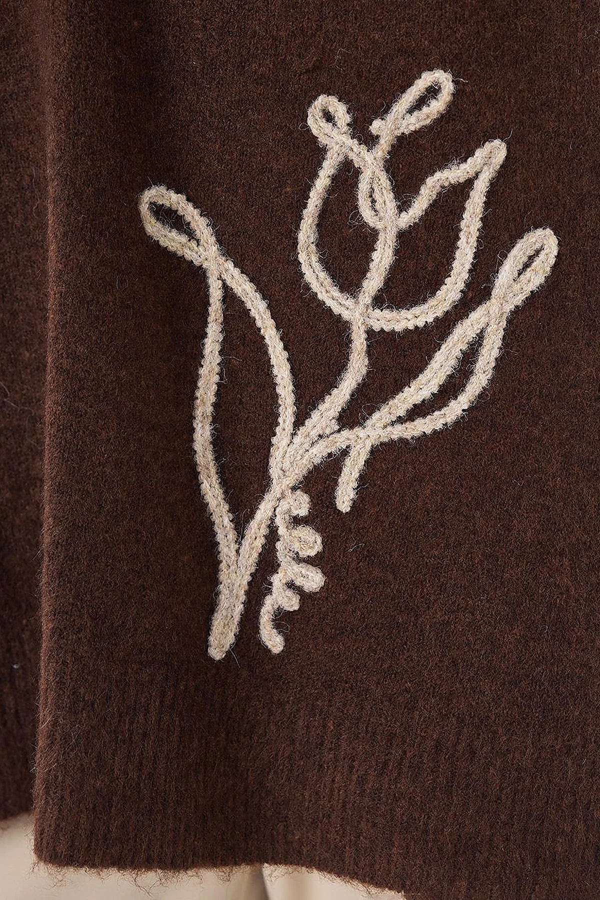 Tulip Embroidered Knit Tunic Dark Brown