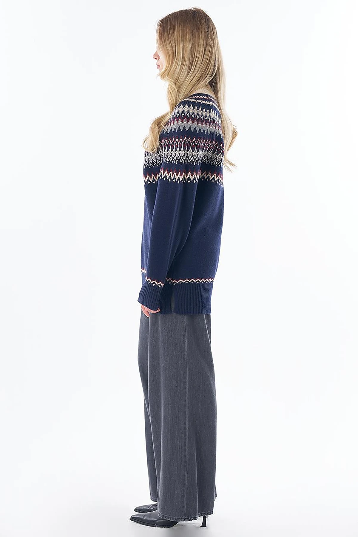 Zip-Neck Knit Tunic Navy