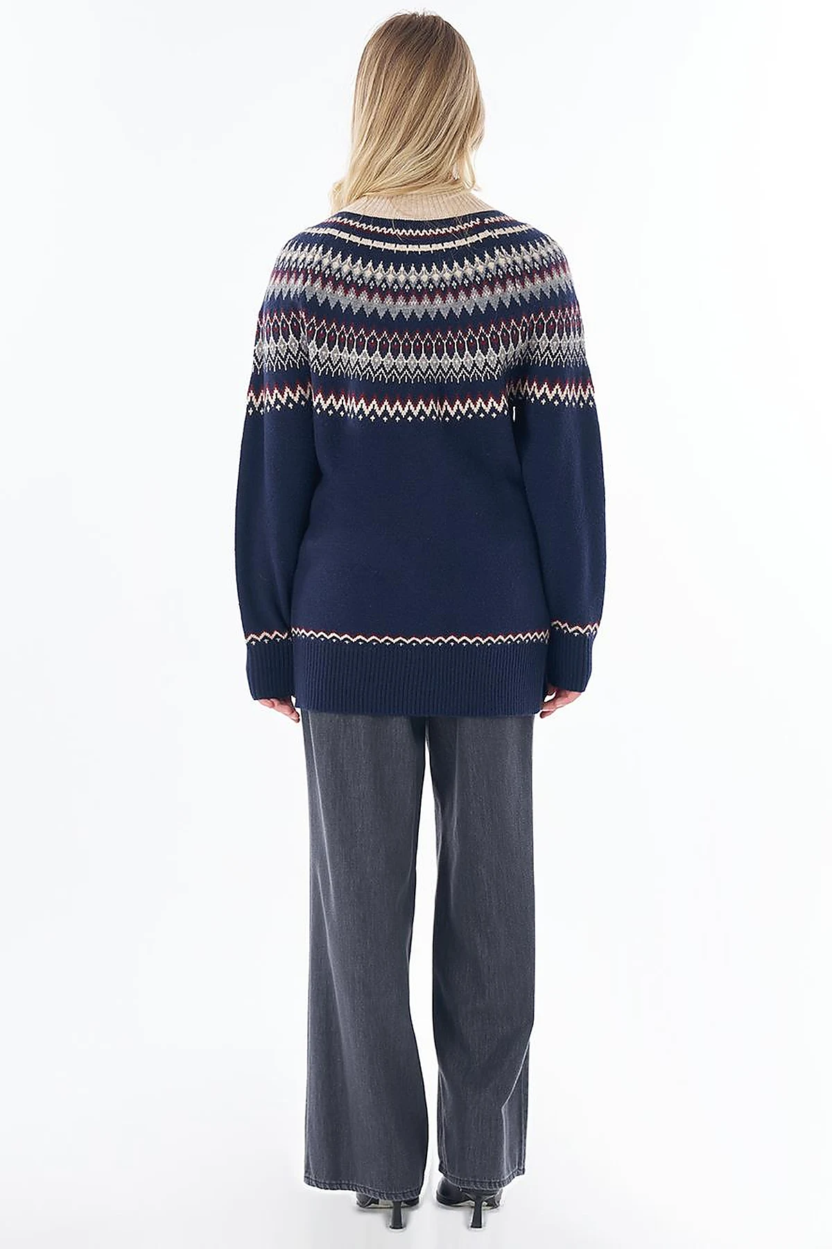 Zip-Neck Knit Tunic Navy