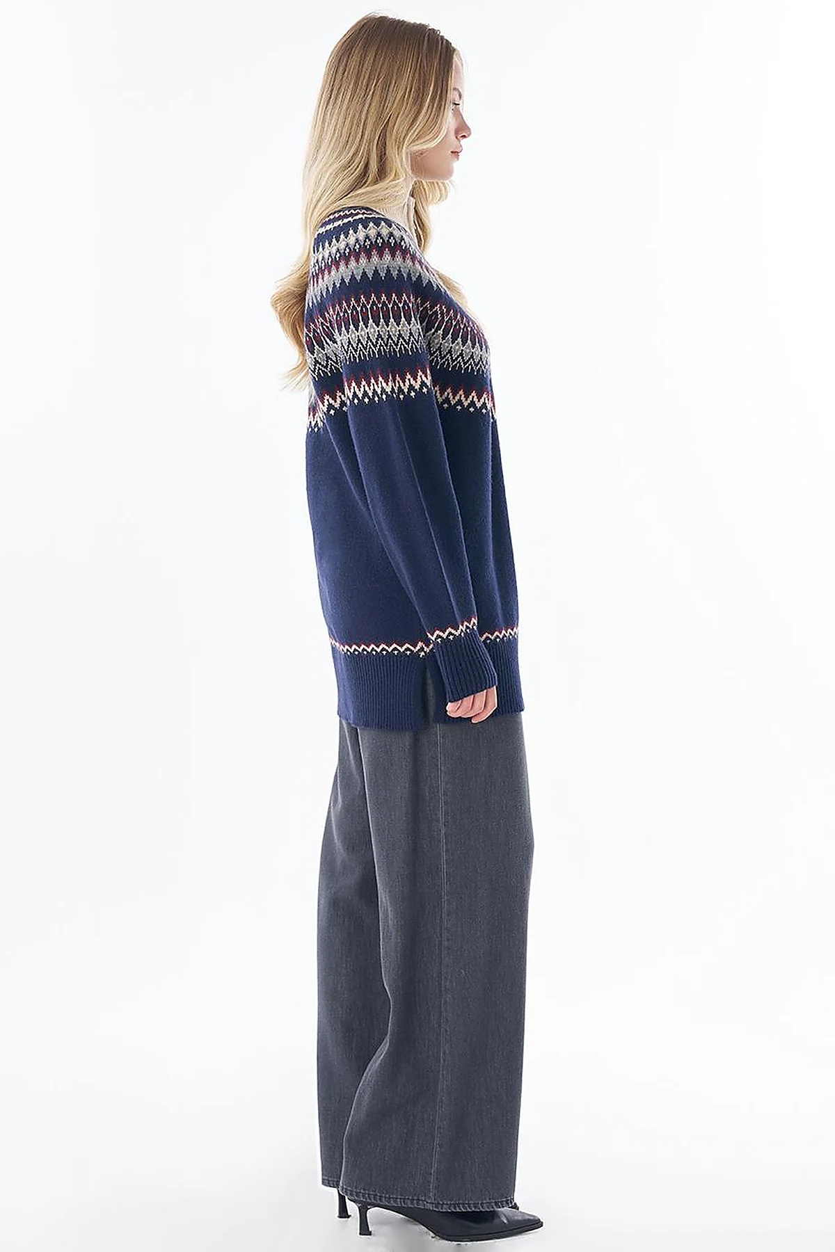 Zip-Neck Knit Tunic Navy