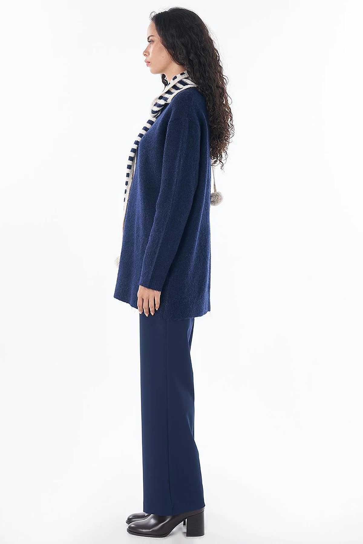 Scarf-Detail Knit Tunic Navy