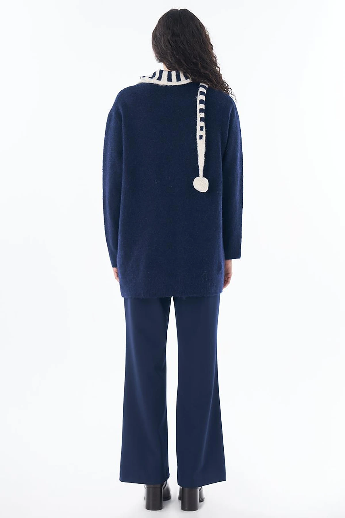 Scarf-Detail Knit Tunic Navy