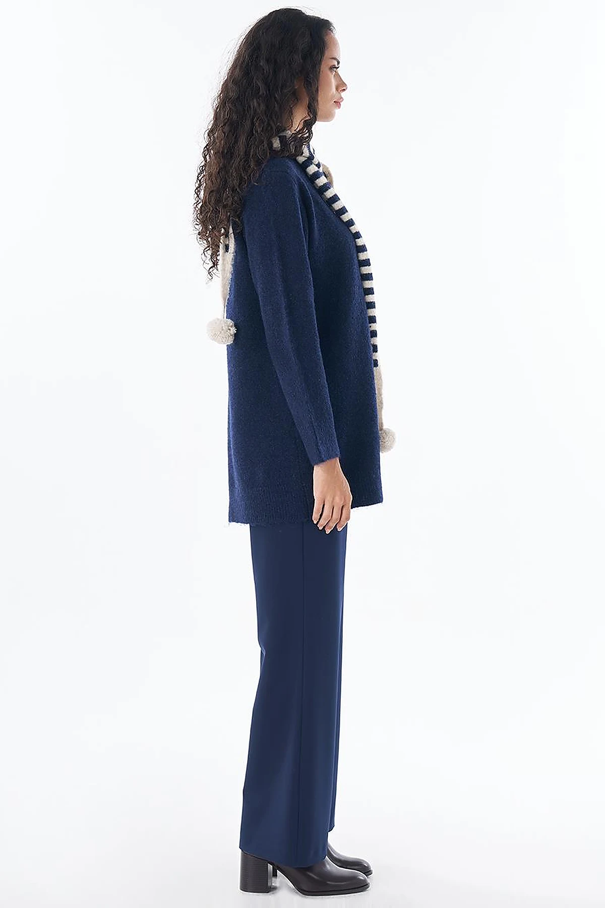 Scarf-Detail Knit Tunic Navy
